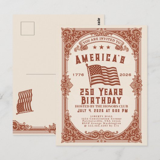 250e verjaardag van de VS Briefkaart (Voorkant / Achterkant)