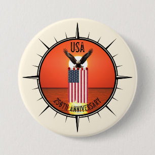 250e Viering Onafhankelijkheidsdag Adelaar en Vlag Ronde Button 7,6 Cm