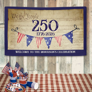250ste 4 juli Vintage Patriottische VS-feest Spandoek