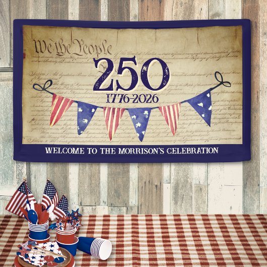 250ste 4 juli Vintage Patriottische VS-feest Spandoek