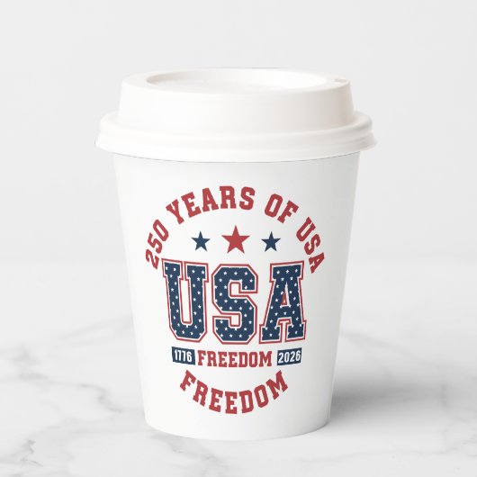 250ste Amerikaanse Onafhankelijkheid Servies Papieren Bekers (Voorkant)