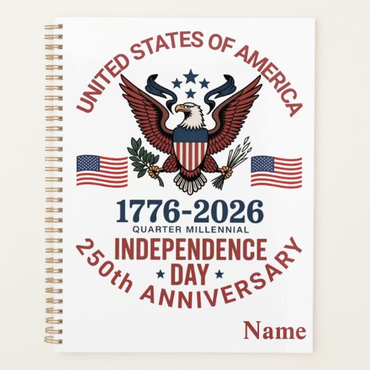 250ste Jubileum 4 juli -  patriottische Planner (Voorkant)