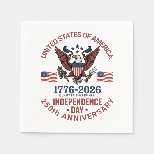 250ste Jubileum 4 juli - patriottische Servet (Voorkant)