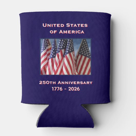 250ste Jubileum Amerikaanse Patriottische Vlaggen Blikjeskoeler (Achterkant)