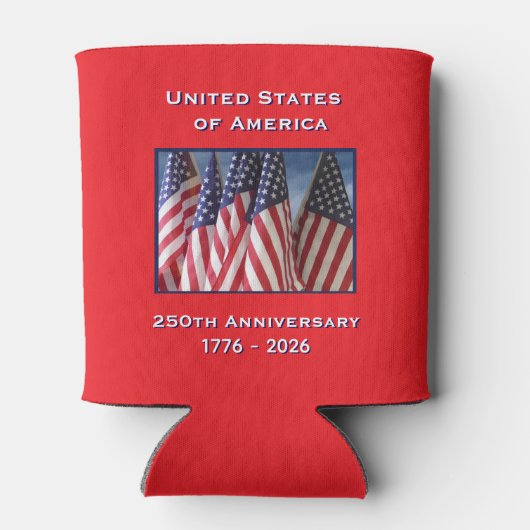 250ste Jubileum Amerikaanse Patriottische Vlaggen Blikjeskoeler (Achterkant)