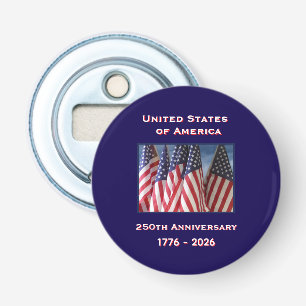 250ste Jubileum Amerikaanse Patriottische Vlaggen Button Flesopener