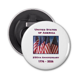 250ste Jubileum Amerikaanse Patriottische Vlaggen Button Flesopener
