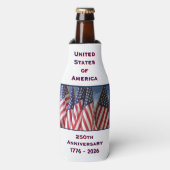 250ste Jubileum Amerikaanse Patriottische Vlaggen Flesjeskoeler (Fles Voorkant)