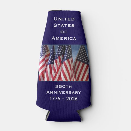 250ste Jubileum Amerikaanse Patriottische Vlaggen Flesjeskoeler (Voorkant)