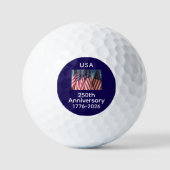 250ste Jubileum Amerikaanse Patriottische Vlaggen Golfballen (Voorkant)