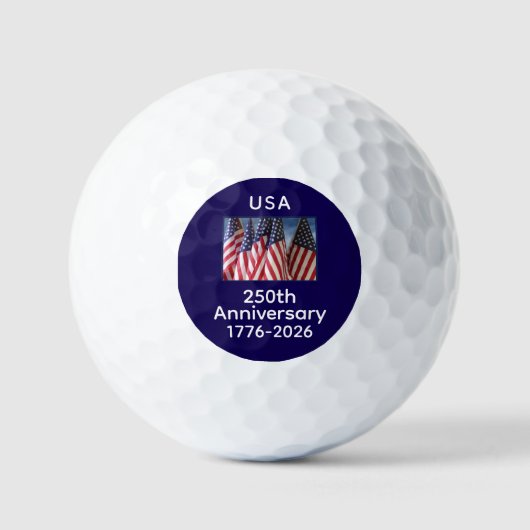 250ste Jubileum Amerikaanse Patriottische Vlaggen Golfballen (Voorkant)