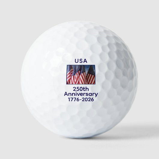 250ste Jubileum Amerikaanse Patriottische Vlaggen Golfballen (Voorkant)