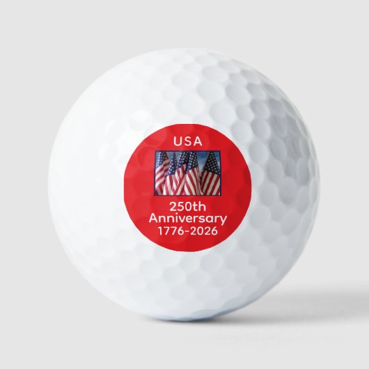 250ste Jubileum Amerikaanse Patriottische Vlaggen Golfballen (Voorkant)