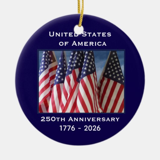 250ste Jubileum Amerikaanse Patriottische Vlaggen Keramisch Ornament (Voorkant)