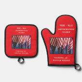 250ste Jubileum Amerikaanse Patriottische Vlaggen Ovenwant & Pannenlap Set (Voorkant)