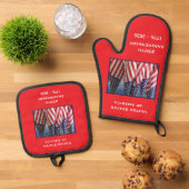 250ste Jubileum Amerikaanse Patriottische Vlaggen Ovenwant & Pannenlap Set (Top down)