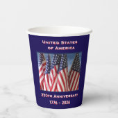 250ste Jubileum Amerikaanse Patriottische Vlaggen Papieren Bekers (Achterkant)