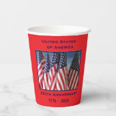 250ste Jubileum Amerikaanse Patriottische Vlaggen Papieren Bekers (Achterkant)