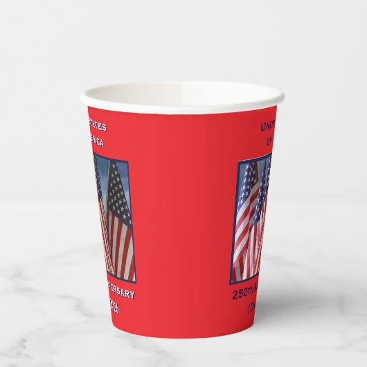 250ste Jubileum Amerikaanse Patriottische Vlaggen Papieren Bekers (Links)