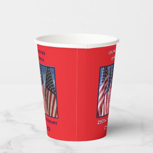 250ste Jubileum Amerikaanse Patriottische Vlaggen Papieren Bekers (Rechts)