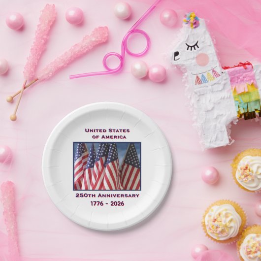 250ste Jubileum Amerikaanse Patriottische Vlaggen Papieren Bordje (Feest)