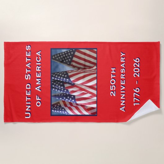 250ste Jubileum Amerikaanse Patriottische Vlaggen Strandlaken (Voorkant)