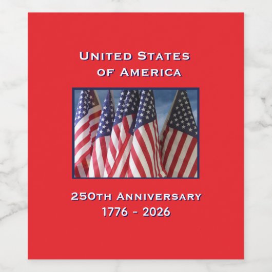 250ste Jubileum Amerikaanse Patriottische Vlaggen Wijn Etiket (Enkel label)