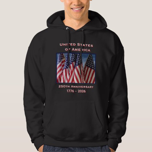 250ste Jubileum USA Patriotic Black Hoodie (Voorkant)