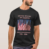 250ste Jubileum USA Patriotic Black T-shirt (Voorkant)
