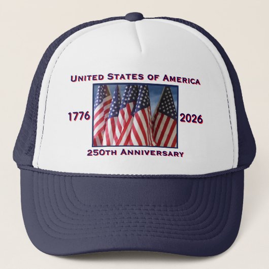 250ste Jubileum USA Patriotic Dark Blue Trucker Pet (Voorkant)