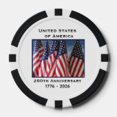 250ste Jubileum USA Patriotic Flag Premium Zwart Poker Chips (Voorkant)
