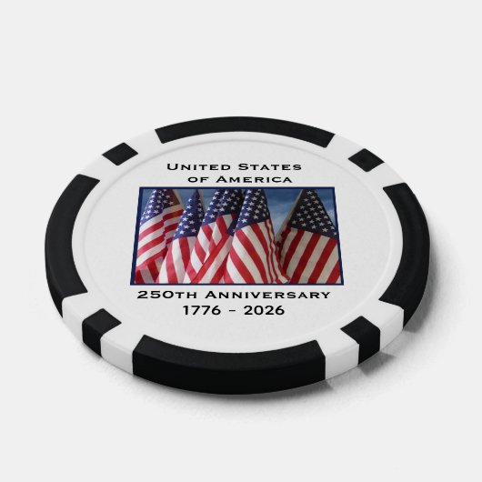 250ste Jubileum USA Patriotic Flag Premium Zwart Poker Chips (Enkel)