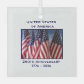 250ste Jubileum USA Patriotic Flags Premium Glas Ornament (Voorkant)