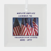 250ste Jubileum USA Patriotic Flags Premium Glas Ornament (Achterkant)