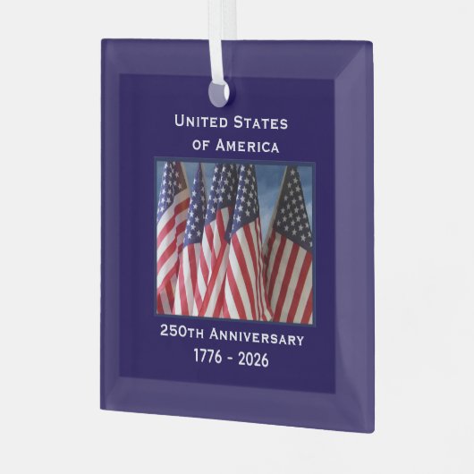250ste Jubileum USA Patriotic Flags Premium Glas Ornament (Voorkant links)