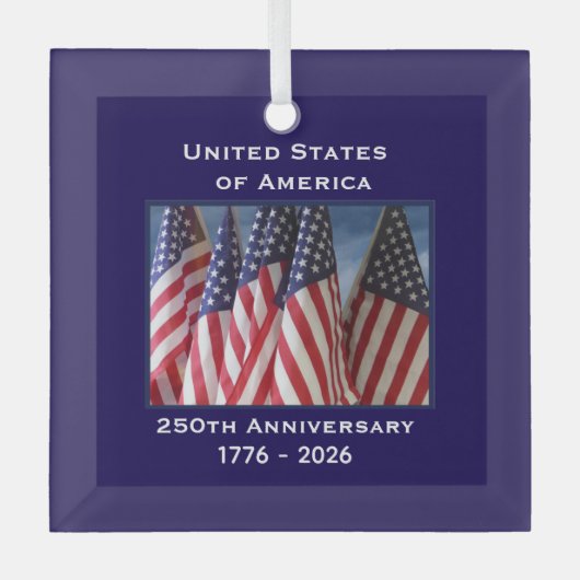 250ste Jubileum USA Patriotic Flags Premium Glas Ornament (Voorkant)