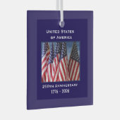 250ste Jubileum USA Patriotic Flags Premium Glas Ornament (Voorkant Rechts)