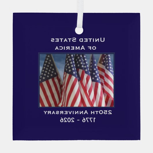 250ste Jubileum USA Patriotic Flags Premium Glas Ornament (Achterkant)