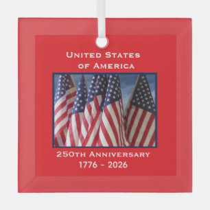 250ste Jubileum USA Patriotic Flags Premium Glas Ornament