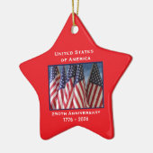 250ste Jubileum USA Patriotic Flags Premium Keramisch Ornament (Links)