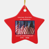 250ste Jubileum USA Patriotic Flags Premium Keramisch Ornament (Achterkant)