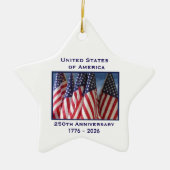 250ste Jubileum USA Patriotic Flags Premium Keramisch Ornament (Voorkant)