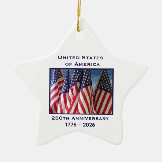 250ste Jubileum USA Patriotic Flags Premium Keramisch Ornament (Voorkant)