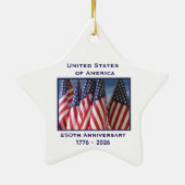 250ste Jubileum USA Patriotic Flags Premium Keramisch Ornament (Achterkant)