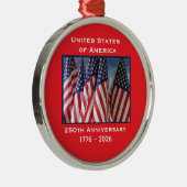 250ste Jubileum USA Patriotic Flags Premium Metalen Ornament (Rechts)