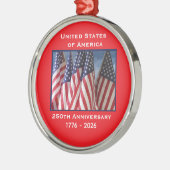 250ste Jubileum USA Patriotic Flags Premium Metalen Ornament (Links)