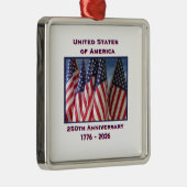 250ste Jubileum USA Patriotic Flags Premium Metalen Ornament (Rechts)