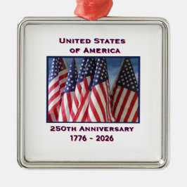250ste Jubileum USA Patriotic Flags Premium Metalen Ornament