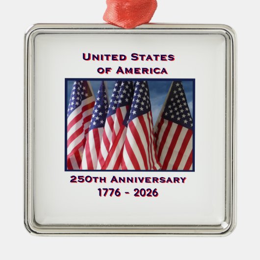 250ste Jubileum USA Patriotic Flags Premium Metalen Ornament (Voorkant)