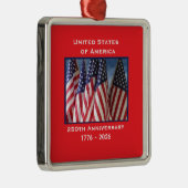 250ste Jubileum USA Patriotic Flags Premium Metalen Ornament (Rechts)